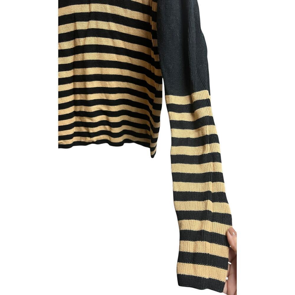 Who What Wear Beige Black Striped Sweater Large Long Sleeves - Picture 3 of 5